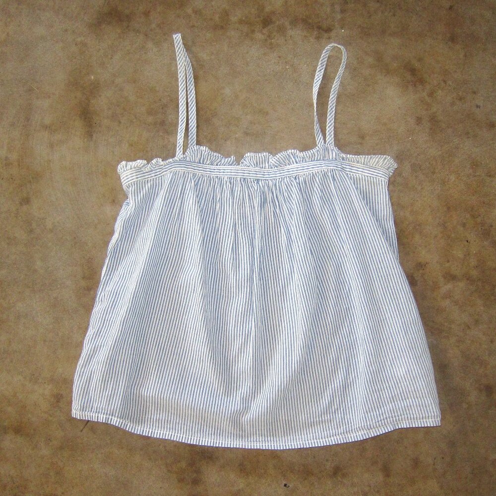 Madewell Blue & White stripe ruffel tank